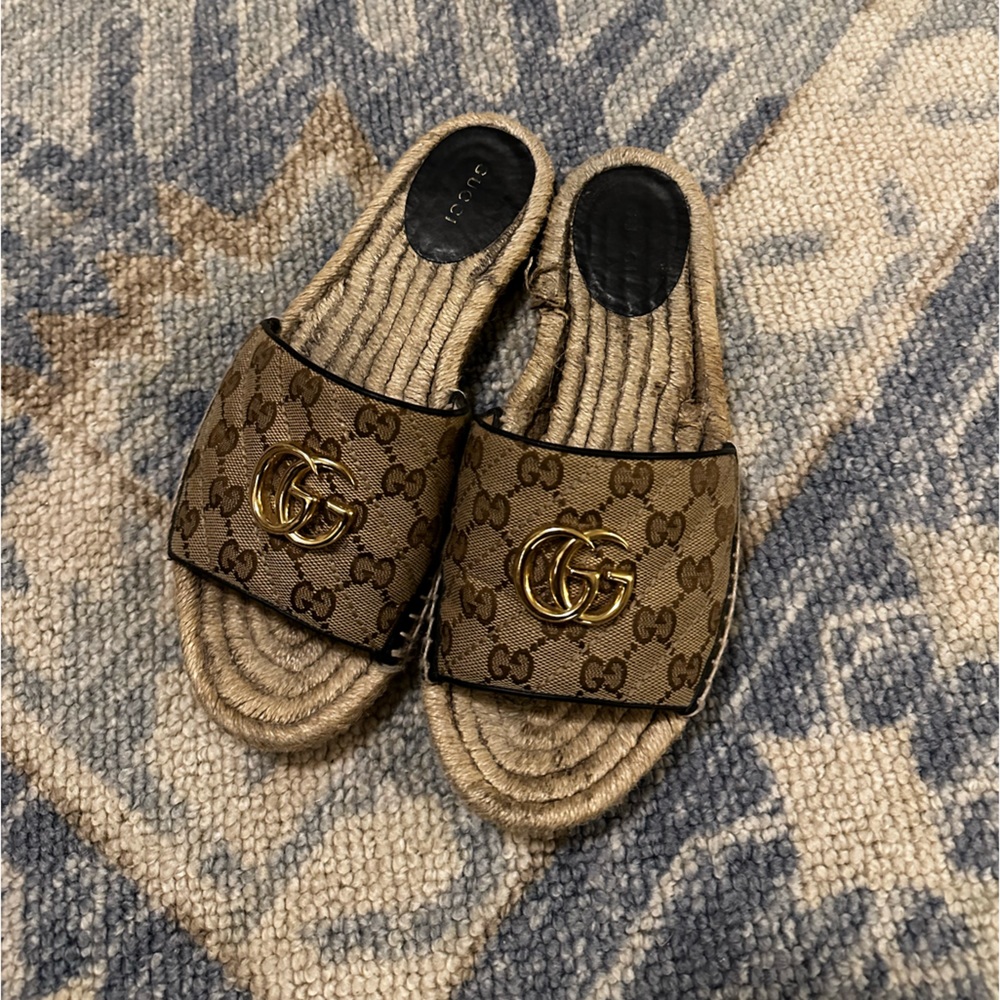 Gucci GG Matelassé Canvas Espadrille Sandal